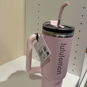 Lululemon Pink Tumbler with Straw